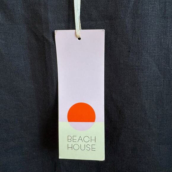 NWT BEACH HOUSE Black Linen Minimalist Sleeveless Shift Dress - Picture 5 of 6